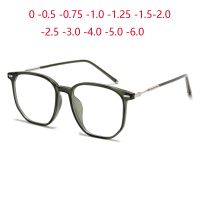 {Paopao glasses} กรอบใหญ่ Blue Light Blocking รูปหลายเหลี่ยมแว่นตาสำหรับสายตาสั้นผู้หญิงผู้ชาย TR90สายตาสั้นกรอบ0 0.5 0.75ถึง6.0