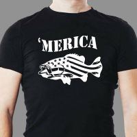 Merica Bass Stars And Stripes Patriotic T Shirt 100% Cotton O Neck Summer Short Sleeve Casual Mens T Shirt Size S 3Xl| | - Aliexpress