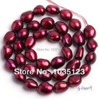 8-9mm Deep Red Natural Freshwater Cultured Pearl Freeform Shape Loose Beads 35-38cm W192