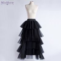 【CC】❄  MisShow Gothic Hi-Lo Tulle Tutu Punk Layered Tiered Skirt Low Mesh Net Costume Prom Pleated