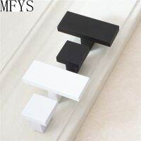 ✓ Rectangle Matte Black Cabinet Door Handles Baking Varnish Sqaure White Drawer Knobs Wardrobe Pulls Modern Furniture Hardware