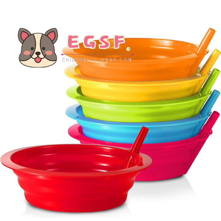 4 Cereal Bowls Kids Built In Straw BPA Free Sip-a-bowl Sippy Soup