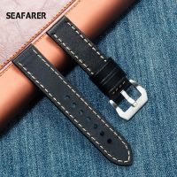 ✲✴☄ SEAFARER Handmade สายนาฬิกา 20 มม. 22 มม. 24 มม. สายนาฬิกาหนังสำหรับ Panerai Omega Rolex Hamilton Huawei นาฬิกา GT สายนาฬิกา