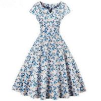 [COD] 2020 spring new ebay hot sleeveless butterfly dress retro print swing 1328