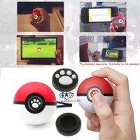 Silicone Thumb Grips Cover Cap Lid Shell Stick Joystick for Nintendo Switch Poke Ball Plus Pokeball NS Controller - White Cat Paw Print + Black จุกซิลิโคน ครอบปุ่ม อนาล็อก ลายอุ้งตีนแมวขาว/ดำ