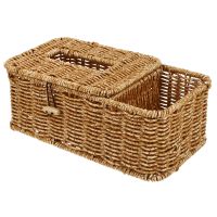 Napkin Cover Rattan Wicker Storage Case Removable Tissue Box Desk Hand-Woven Paper Towel Holder Facial Tissue Dispenser Basket