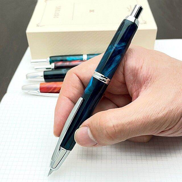 100-original-pilot-namiki-capless-se-retractable-fountain-pen-vanishing-point-fcse-3mr-18k-rhodium-finished-converter-con-40-marble-black-blue-green-red-orange-fine-medium-f-m-เรือจากญี่ปุ่น