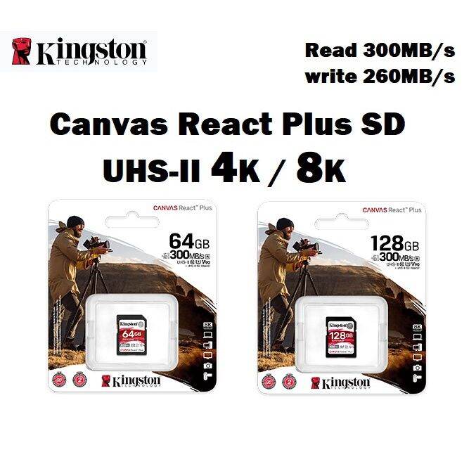 Kingston Canvas React Plus SD Card 64GB 128GB 256GB Memory Card Up To