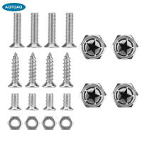 AQTQAQ Chrome Metal Land Force สีดำ Pentagram โลโก้ Anti-Theft Car License Plate Bolts Frame Screws,Pack Of 4