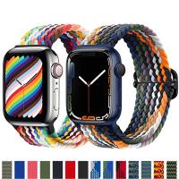 ✆ LJ7.22 สายนาฬิกาข้อมือไนล่อนถัก ปรับได้ สําหรับ Apple watch band 49 มม. 45 มม. 41 มม. 44 มม. 40 มม. 38 มม. 42 มม. iWatch Ultra 8 7 6 5 3 SE