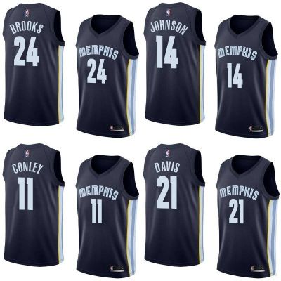 เสื้อผ้าบาสเกตบอลคุณภาพสูง เสื้อกีฬาบาสเก็ตบอล NBA Jersey Memphis Grizzlies Johnson Brooks Conley Davis สไตล์คลาสสิก