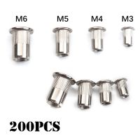 ✟ 200/50 PCS Stainless Steel Flat Head Rivet Nuts Set M3 M4 M5 M6 Insert Reveting Multi Size Stainless Steel Rivet Nut Set