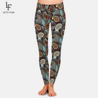 LETSFIND ผู้หญิง Leggings แฟชั่น3D มะม่วงหิมพานต์ดอกไม้พิมพ์เอวสูงสง่างามนมผ้าไหมเลกกิ้งออกกำลังกาย