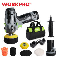 WORKPRO เครื่องขัดรายละเอียดรถยนต์ขนาดเล็กไร้สาย12V เครื่องขัดรายละเอียดนักฆ่าเครื่องโรดา3นิ้วแผ่นอุปกรณ์เสริม2แบตเตอรี่รับประกัน Ymzn20