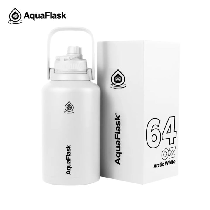 AQUAFLASK (64oz) Wide mouth w/ flip cap/ spout lid/ flexible cap Vacuum ...