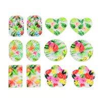 6pc Bright Colorful Flower Painting Acrylic Plate Pendant Jewelry Accessory Handmade Connector DIY Earrings Component for women DIY accessories and ot