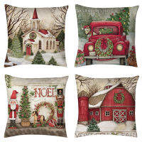 4Pc ปลอกหมอนคริสต์มาสใหม่ร้อน45X45ซมวินเทจ Xmas พิมพ์ตกแต่งโยนเบาะผ้าคลุมสำหรับโซฟาเบาะปลอกหมอนรถ