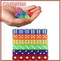 CAIOHUA 10PCs 14MM งานสังสรรค์ เกม ของขวัญ 6 ด้าน ลูกเต๋าโปร่งใส เครื่องมือการพนัน ความบันเทิง อะคริลิค