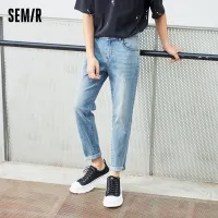 กางเกงยีนส์ Semir ผู้ชายหลวม2021ฤดูร้อนใหม่กางเกงยีนส์เดนิม Ins ยี่ห้อผู้ชาย-สีกางเกง