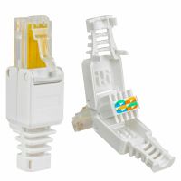 เครื่องมือ Rj45สีขาว-ตัวเชื่อมต่อแบบไม่มีการจับจีบตัวต่อกล้องซีซีทีวีไม่ต้องใช้เครื่องมือสายเคเบิลอีเทอร์เน็ตหัวปลั๊กคริสตัล Cat6ขั้วต่อ Rj45