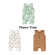 Thorn Tree Baby Girls Boys Romper Button Sleeveless Round Neck Snap Crotch