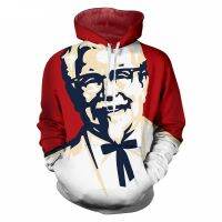 KFC ปู่ย่าตายาย3D พิมพ์เสื้อฮู้ดดี้กันหนาวผู้ชายแขนยาวแนว Streetwear ฮิปฮอปเสื้อกันหนาวสวมศีรษะ Hombre