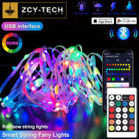 ZCY สมาร์ทบลูทูธเสียงควบคุมเสียงสตริงแสง Illusory เพลงที่มีสีสันนางฟ้าไฟสำหรับคริสต์มาสครอบครัวงานแต่งงานวันเกิด KTV บาร์ตกแต่งแสง