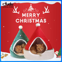 DUDU Pet Christmas Cat Bed Dog Tent House Mat Pet Self Warming 2 In 1 X Cave โซฟาน่ารักสำหรับสุนัขขนาดเล็ก Kitten Hut Hideout