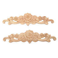 2pcs 20*5cm Wood Carved Long Onlay Applique Unpainted Rose Flower Door Home Decor European Style