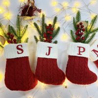 2022Christmas Decoration LetterSocks Christmas Tree Ornaments Xmas Gift Candy Bag New Year Merry Christmas for Home Noel Navidad Socks Tights