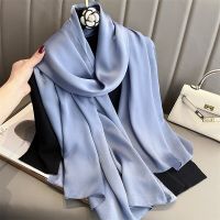 New 16 Colors Solid Silk Scarf Women Fashion Quality Soft Scarves Female Shawls Foulard Bandana Beach Cover-ups Wraps Luxury