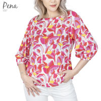 Pena house เสื้อยืดคอปาด แขนสามส่วน  ผ้าพิมพ์ลาย รุ่น PSTL052301