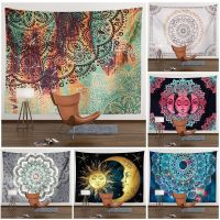 Mandala Tapestry Wall Hanging Boho Hippie Room Decor Hippie Sun and Moon Witchcraft Tapestry Aesthetic Bedroom Decoration Home Knitting  Crochet