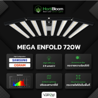 [ส่งฟรี] ไฟปลูกต้นไม้ Hortibloom รุ่น MEGA ENFOLD 720W 8 บาร์  ไฟปลูก ฮอร์ติบูม NEWEST MODEL รุ่นใหม่