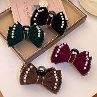 [COD] High-end bowknot clip autumn and winter fashion hair Korean diamond-encrusted pearl plate shark all-match accessories for women