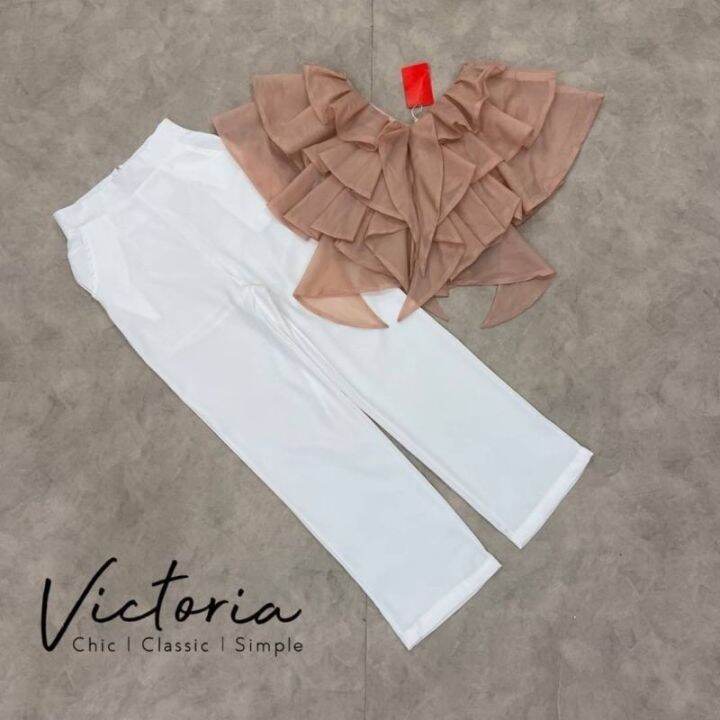 เซตกางเกง-ป้าย-victoria-sz-l-สีน้ำตาล