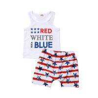 Citgeett Summer Independence Day Clothes Kids Infant Baby Boy Sleeveless July 4th Cotton T-shirt Top Pants Outfit Holiday