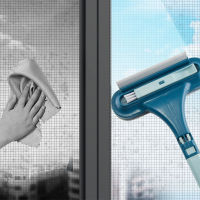 ที่ปัดน้ำฝนหน้าจอหน้าต่างสองด้านและ Scrapper Multifunctional Window Squeegee เครื่องมือทำความสะอาดในครัวเรือนพร้อมที่จับ