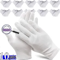 White Cotton Work Gloves for Dry Hands Handling Film SPA Gloves Ceremonial High Stretch Gloves Mittens Household Cleaning Tools