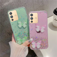 เคสสำหรับ Vivo V23 5G เคสโทรศัพท์แฟชั่นหรูหราระยิบระยับระยิบระยับระยิบระยับระยิบระยับระยิบระยับระยิบระยับลายผีเสื้อประดับพลอยเทียมสวยเคสซิลิโคนนิ่มกันกระแทกฝาครอบด้านหลังเป็นคู่