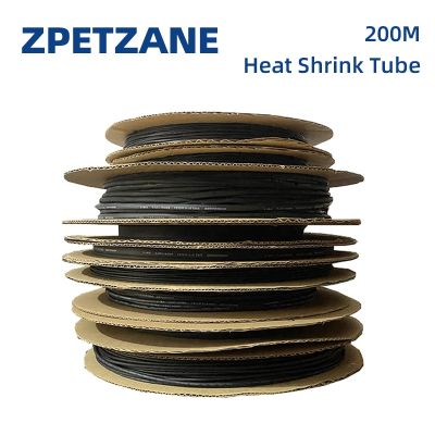 200 Meters Heat Shrinkng Tube 2:1 Polyolefin Shrinkable Tubing Insulating Cable Sleeve Black Diameter 1/1.5/2/2.5/3/4mm