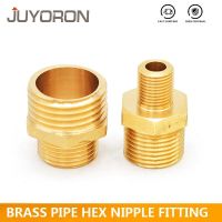 Brass Pipe Hex Nipple Fitting 1/8 1/4 3/8 1/2 3/4 1 Thread Coupler ConnectorMale to Male Thread Water Oil Gas Connector Pipe Fittings  Accessories