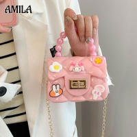 AMILA กระเป๋า Tas Jeli แฟชั่นผู้หญิง DIY ขนาดเล็กกระเป๋าโซ่กระเป๋าเป้เจ้าหญิงดิสนีย์กระเป๋าเงินเด็กกระเป๋าสะพายข้าง