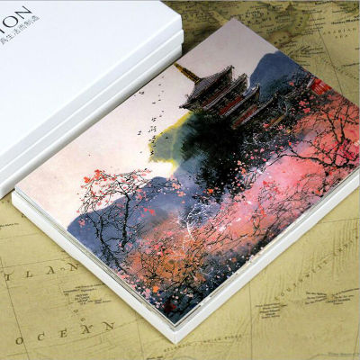 12pcslot World scenery Ink painting postcard festival gift classic retro greeting cards Festive & Party Supplies H024