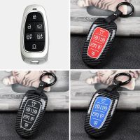 ABS Carbon Car Remote Key Cover Case For Hyundai Tucson Hybrid Nexo NX4 Grand Santa Fe Solaris Sonata 2020 2021 2022 Accessories