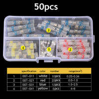 50PCS/100PCS SOLDER Sealตัวเชื่อมต่อแบบมีสายชุดความร้อนขั้วต่อปลายกันน้ำและสายไฟฟ้าหุ้มฉนวนเทอร์มินัล