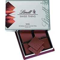 Happy moment with us ? Lindt Swiss Thins Milk Chocolate 125g. ลินด์สวิสทินส์ช็อกโกแลตนม 125กรัม?