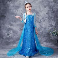 ZZOOI Elsa Cosplay Dress for Girl Party Elza Sequins Fancy Princess Dress UP Cosplay Ball Gown Birthday Carnival Disguise Clothing JYF