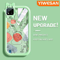 "YIWESAN เคสสำหรับ Realme C20 C20A C11 C11 2021 2020 Narzo 50i แฟชั่นแบรนด์ที่สวยงามศิลปะภาพวาดลวดลายศิลปะที่สร้างสรรค์เส้นขอบนุ่มโปร่งใสเคสกันกระแทกเคสโทรศัพท์ซิลิโคนนิ่มหนาป้องกันการหล่น"