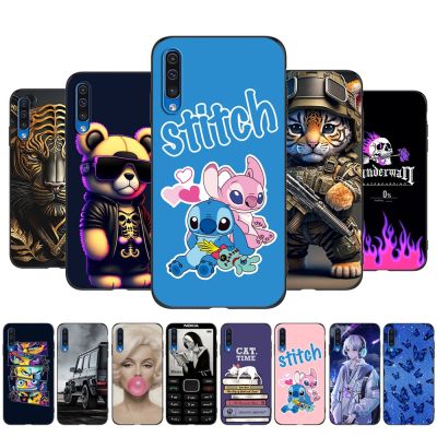 case For Samsung Galaxy A50 A50S A30S Case Silicon Phone Back Cover Soft black tpu cute tiger cartoon bear